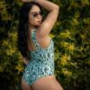 Girl wearing one piece from peppermint pebbles